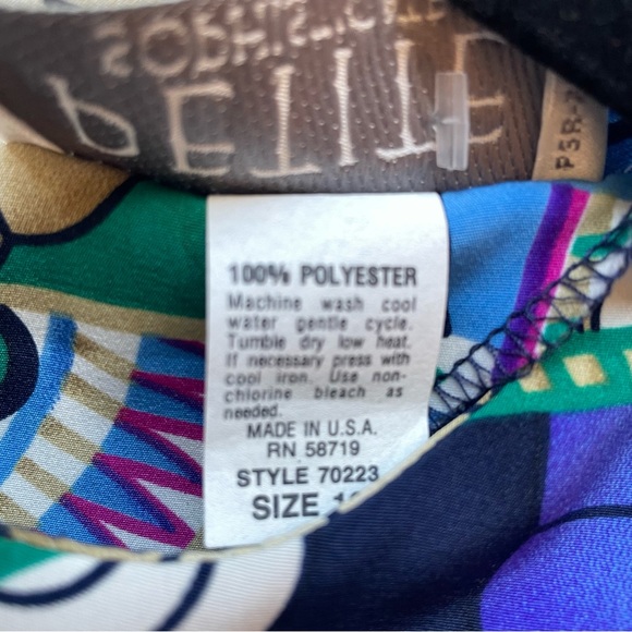 Vintage Abstract Funky Print Petite Sophisticate Silky Blouse sz 10 90s Y2k - Picture 7 of 7